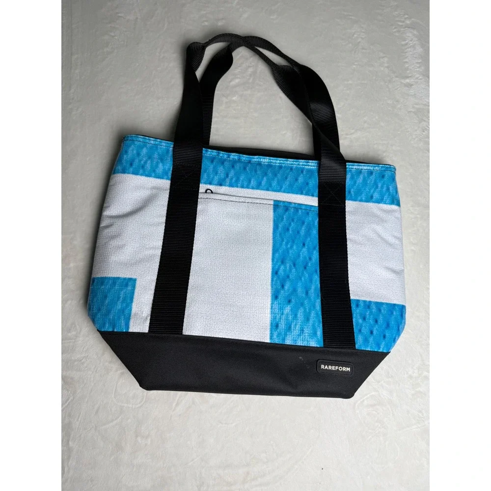 Rareform Recycled Billboard Vinyl Insulated Tote Bag Blue White Eco Friendly